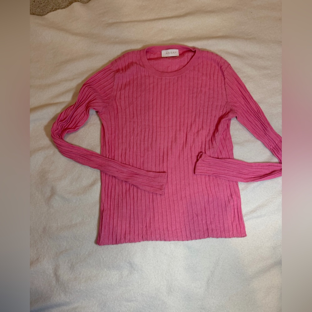 Cashmere and silk Pink Ribbed Knit Top